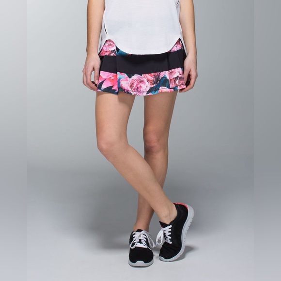 Lululemon Pace Rival Skirt (Regular) *4-way Stretch Secret Garden / Black Size 2 - Picture 2 of 14